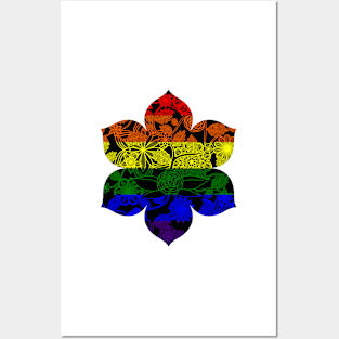 Flight Over Flowers of Fantasy - LGBTQ Pride Flag Posters and Art